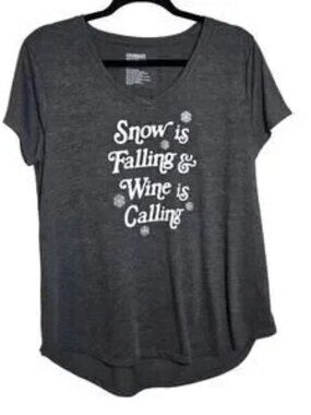 Wine Is Calling Graphic Tee Shirt Women's L